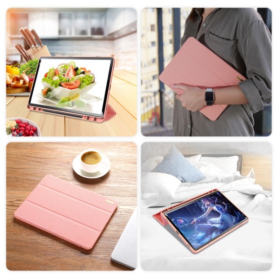 Dux Ducis Domo series priekš Samsung Galaxy Tab A11 Plus X230 / X236 / Tab A9 Plus X210 / X215 / X216 - Rozā Zelts - sāniski atverams maciņš ar magnētu un stendu