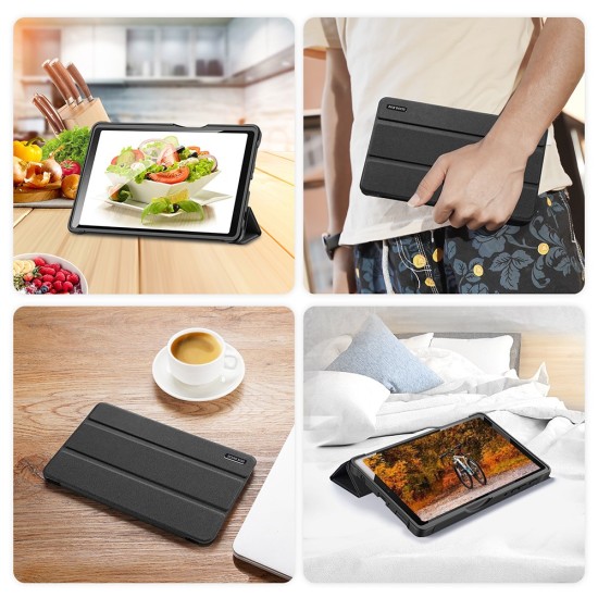 Dux Ducis Domo series priekš Samsung Galaxy Tab A11 Plus X230 / X236 / Tab A9 Plus X210 / X215 / X216 - Melns - sāniski atverams maciņš ar magnētu un stendu