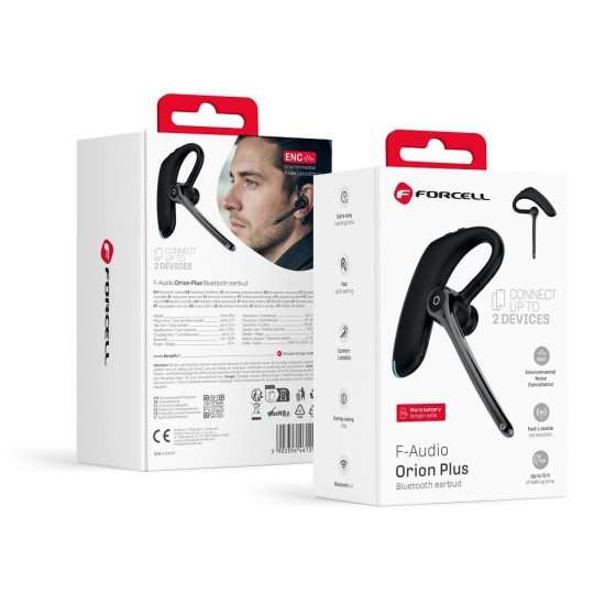 Forcell Orion Plus ENC / Multipoint / EDR / 170mah Universāla Bluetooth V6.0 bezvadu austiņa - Melna