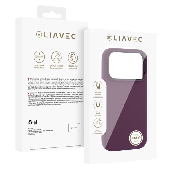 Liavec Silky Metal Camera Frame Back Case with MagSafe priekš Apple iPhone 17 Pro Max / 18 Pro Max - Violets - matēts silikona aizmugures apvalks