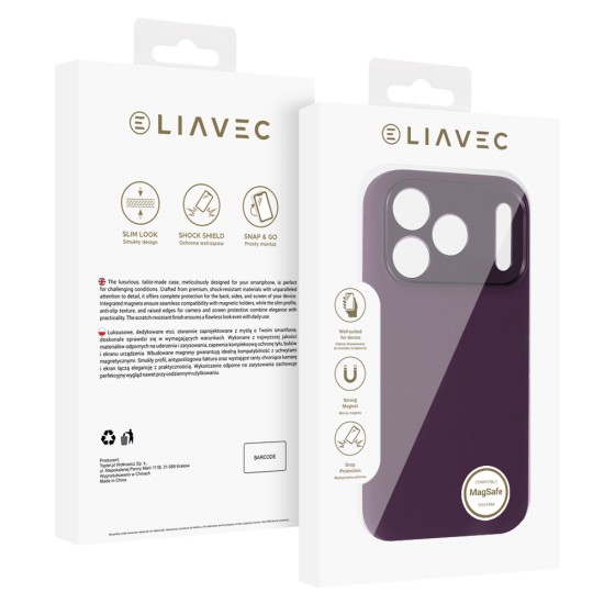 Liavec Silky Shield Camera Protect Back Case with MagSafe для Apple iPhone 17 Pro Max / 18 Pro Max - Фиолетовый - матовая силиконовая накладка / бампер