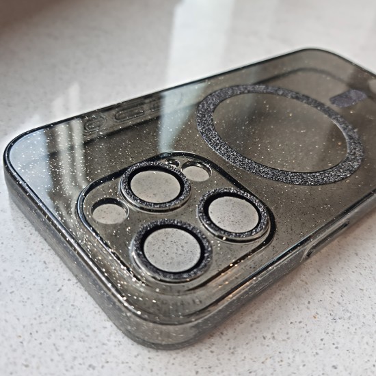 Glitter MagSafe Back Case priekš Apple iPhone 16e / 17e - Чёрный - силиконовая накладка / бампер-крышка