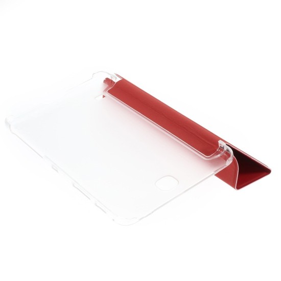 Red for Samsung Galaxy Tab 4 7.0-inch T230 / T235 Toothpick Grain Leather Tri-fold Stand Case - sāniski atverams maciņš ar stendu (ādas maks, grāmatiņa, leather book wallet case cover stand)
