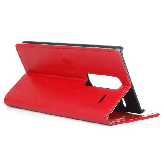 Crazy Horse Leather Case Cover for LG Zero H650E - Red - sāniski atverams maciņš ar stendu (ādas maks, grāmatiņa, leather book wallet case cover stand)