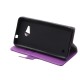 Litchi Skin Leather Wallet Case for Microsoft Lumia 550 - Purple - sāniski atverams maciņš ar stendu (ādas maks, grāmatiņa, leather book wallet case cover stand)