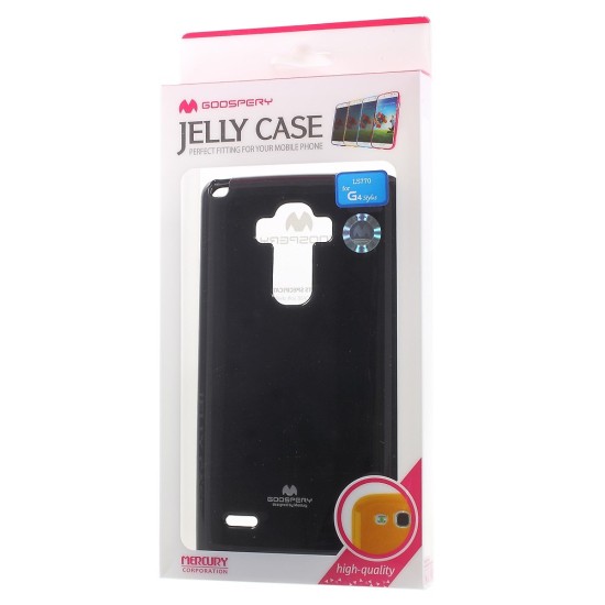Mercury Jelly Case ar spīdumiem priekš LG G4 Stylus H635 - Melns - silikona aizmugures apvalks (bampers, vāciņš, slim TPU silicone case cover, bumper)