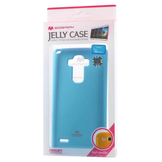 Mercury Jelly Case ar spīdumiem priekš LG G4 Stylus H635 - Gaiši Zils - silikona aizmugures apvalks (bampers, vāciņš, slim TPU silicone case cover, bumper)