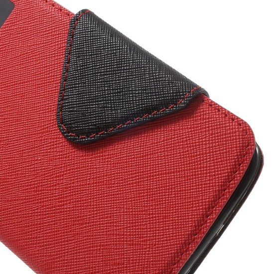 RoarKorea Fancy Diary View LG K8 K350 - Sarkans - sāniski atverams maciņš ar stendu un lodziņu (ādas maks, grāmatiņa, leather book wallet case cover stand)