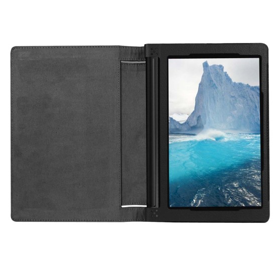 Litchi Texture PU Leather Tablet Case for Lenovo Yoga Tab 3 8.0 YT3-850F / YT3-850L - Black - sāniski atverams maciņš ar stendu (ādas maks, grāmatiņa, leather book wallet case cover stand)