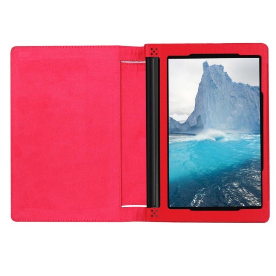 Litchi Texture PU Leather Tablet Case for Lenovo Yoga Tab 3 8.0 YT3-850F / YT3-850L - Red - sāniski atverams maciņš ar stendu (ādas maks, grāmatiņa, leather book wallet case cover stand)