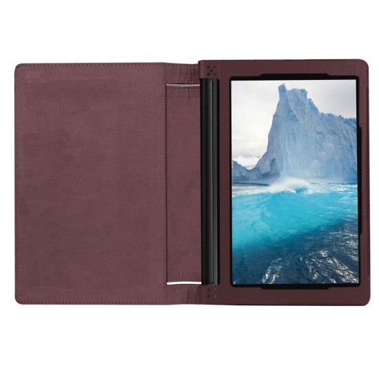 Litchi Texture PU Leather Tablet Case for Lenovo Yoga Tab 3 8.0 YT3-850F / YT3-850L - Brown - sāniski atverams maciņš ar stendu (ādas maks, grāmatiņa, leather book wallet case cover stand)