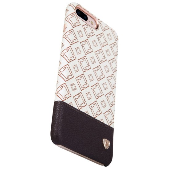 NILLKIN Oger Lattice Leather Coated Hard Case priekš Apple iPhone 7 Plus / 8 Plus - Ivory White - ādas aizmugures apvalks (bampers, vāciņš, leather cover, bumper)