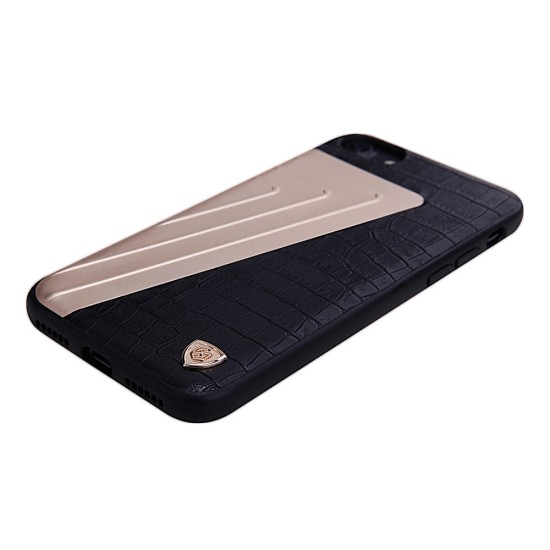 NILLKIN Hybrid Case with Crocodile Leather priekš Apple iPhone 7 / 8 / SE2 (2020) / SE3 (2022) - Melns - ādas aizmugures apvalks / bampers-vāciņš