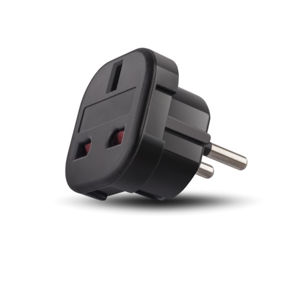 UK to EU AC Travel Power Socket Plug Adapter Converter - Melns - tīkla adapteris