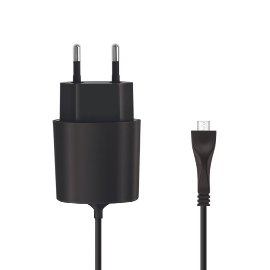Forever Micro USB travel charger 2,1A Tīkla lādētājs ar microUSB vadu - Melns - USB tīkla lādētājs