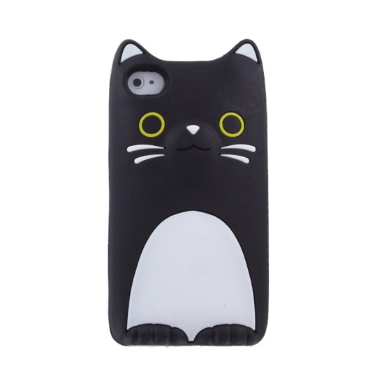 Silicon 3D Case Kitty priekš LG K8 K350 - Melns - silikona aizmugures apvalks (bampers, vāciņš, TPU silicone back case cover, bumper)