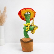 Funny Cactus Interactive Soft Toy with Sound and Movement - Cactus in a Sombrero - Mīksta interaktīva rotaļlieta ar skaņu un kustību