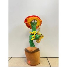 Funny Cactus Interactive Soft Toy with Sound and Movement - Cactus in a Sombrero - Mīksta interaktīva rotaļlieta ar skaņu un kustību