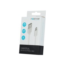 Forever 1M 2in1 Universal USB to Lightning / Micro USB cable - Balts - universāls lādēšanas un datu kabelis / vads