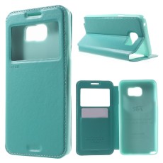 RoarKorea Noble View Samsung Galaxy Note 5 N920 - Tirkīzs - sāniski atverams maciņš ar stendu un lodziņu (ādas maks, grāmatiņa, leather book wallet case cover stand)