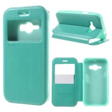 RoarKorea Noble View Samsung Galaxy J1 Ace J110 - Tirkīzs - sāniski atverams maciņš ar stendu un lodziņu (ādas maks, grāmatiņa, leather book wallet case cover stand)