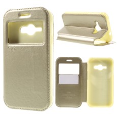 RoarKorea Noble View Samsung Galaxy J1 Ace J110 - Zelts - sāniski atverams maciņš ar stendu un lodziņu (ādas maks, grāmatiņa, leather book wallet case cover stand)