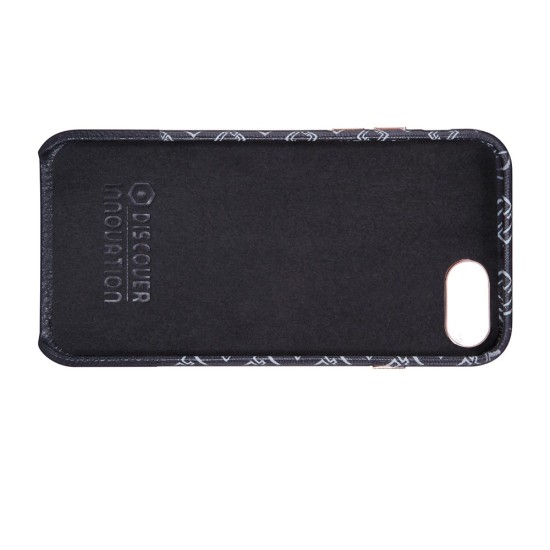 NILLKIN Oger Lattice Leather Coated Hard Case priekš Apple iPhone 7 / 8 / SE2 (2020) / SE3 (2022) - Melns - ādas aizmugures apvalks / bampers-vāciņš