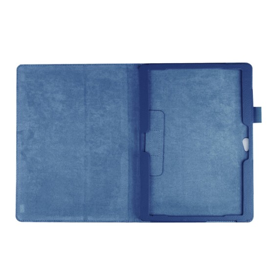 Litchi Skin Leather Stand Case for Huawei MediaPad M2 10 (M2-A01W / M2-A01L) 10.1-inch - Dark Blue - sāniski atverams maciņš ar stendu (ādas maks, grāmatiņa, leather book wallet case cover stand)