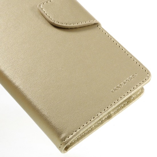 Mercury Bravo Flip Case priekš Sony Xperia X F5121 / F5122 - Zelts - sāniski atverams maciņš ar stendu (ādas grāmatveida maks, leather book wallet cover stand)