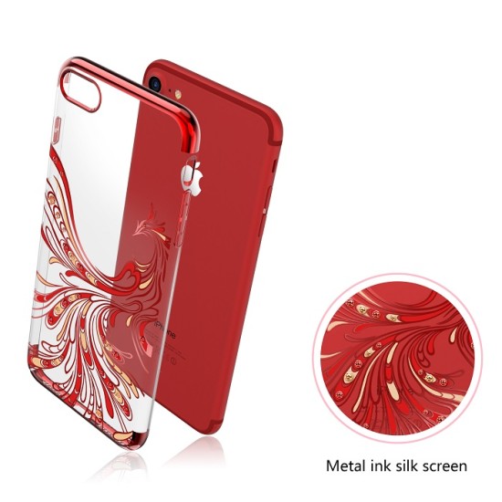 Kingxbar Swarovski Phoenix series priekš Apple iPhone X / XS - Sarkans - plastikāta aizmugures apvalks ar kristāliem (bampers, vāciņš, slim TPU case cover, bumper)