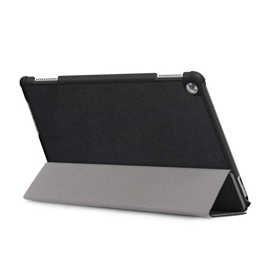 Tri-fold Stand PU Smart Auto Wake/Sleep Leather Case для Huawei MediaPad M5 Lite 10.1 - Черный - чехол-книжка со стендом / подставкой