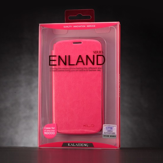 Kalaideng Enland series Samsung Galaxy Note 3 N900 / N9005 - Rozā - sāniski atverams maciņš ar stendu (ādas maks, grāmatiņa, leather book wallet case cover stand)