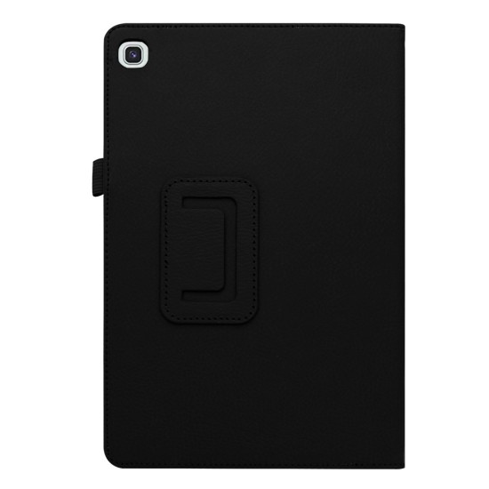 Litchi Texture Leather Stand Protective Case priekš Samsung Galaxy Tab A 10.1 (2019) T510 / T515 - Melns - sāniski atverams maciņš ar stendu