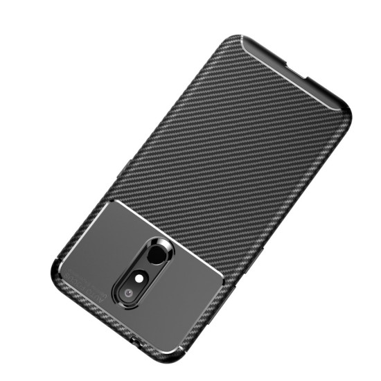 Beetle Series Carbon Fiber TPU Protection Phone Cover priekš Nokia 3.2 - Melns - triecienizturīgs silikona aizmugures apvalks (bampers, vāciņš, slim TPU silicone case shell cover, bumper)