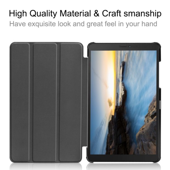 Tri-fold Stand PU Smart Auto Wake/Sleep Leather Case priekš Samsung Galaxy Tab A 8.0 (2019) T290 / T295 - Sarkans - sāniski atverams maciņš ar stendu