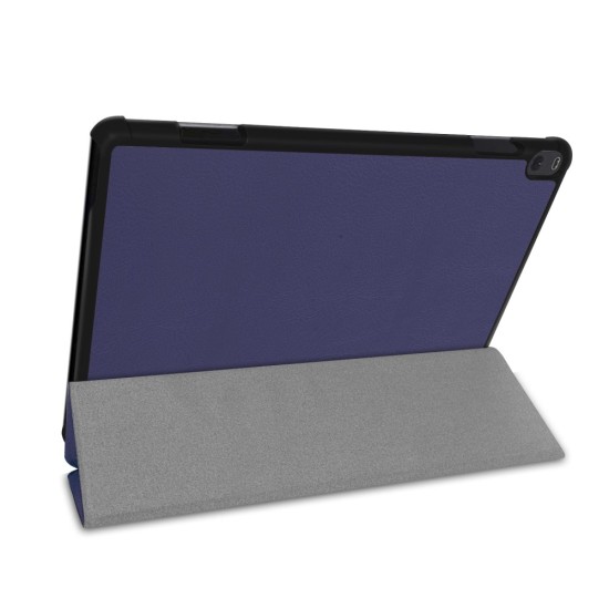 Tri-fold Stand PU Smart Auto Wake/Sleep Leather Case priekš Lenovo Tab P10 X705 - Tumši Zils - sāniski atverams maciņš ar stendu
