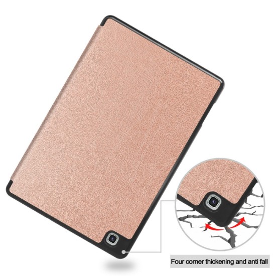 Tri-fold Stand PU Smart Auto Wake/Sleep Leather Case priekš Samsung Galaxy Tab S6 Lite P610 / P613 / P615 / P619 - Rozā Zelts - sāniski atverams maciņš ar stendu