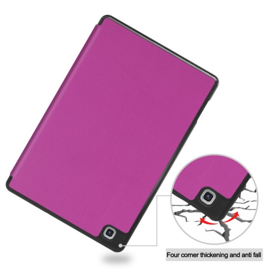 Tri-fold Stand PU Smart Auto Wake/Sleep Leather Case priekš Samsung Galaxy Tab S6 Lite P610 / P613 / P615 / P619 - Violets - sāniski atverams maciņš ar stendu