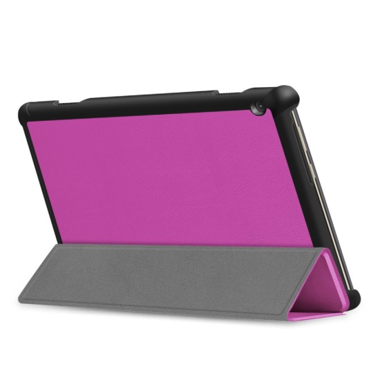 Tri-fold Stand PU Smart Auto Wake/Sleep Leather Case priekš Lenovo Tab M10 X505 / X605 - Violets - sāniski atverams maciņš ar stendu