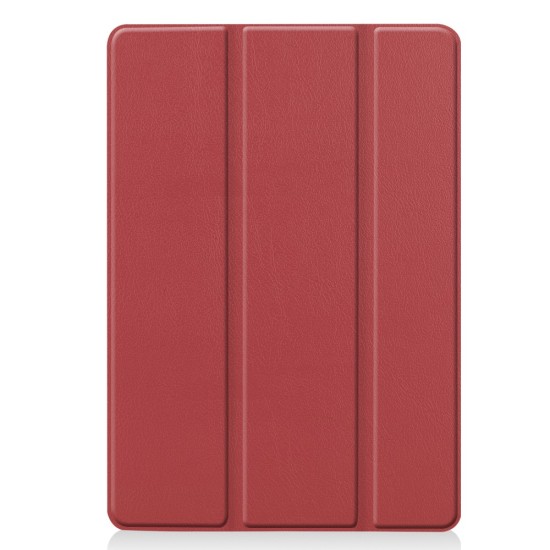 Tri-fold Stand PU Smart Auto Wake/Sleep Leather Case priekš Apple iPad 10.2 (2019 / 2020 / 2021) - Bordo - sāniski atverams maciņš ar stendu