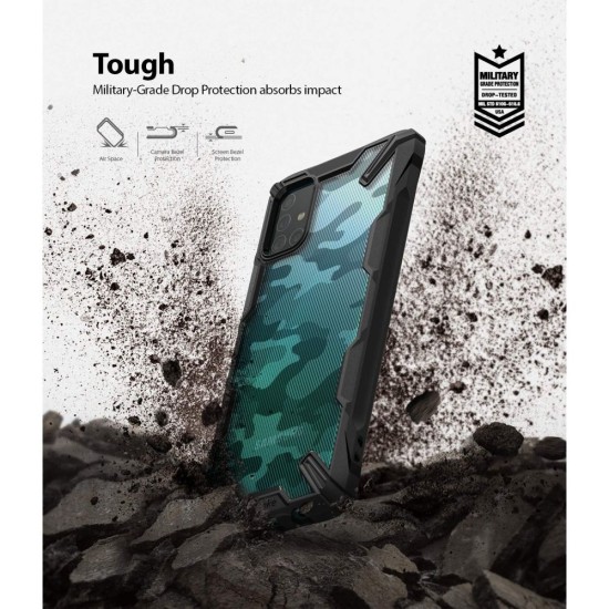 Ringke Fusion X Series Back Case priekš Samsung Galaxy S21 Plus G996 - Kamuflāža / Melns - triecienizturīgs silikona-plastikāta aizmugures apvalks / bampers-vāciņš