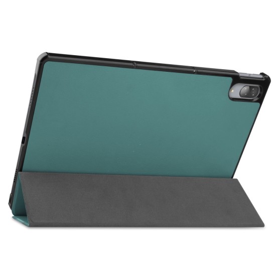 Tri-fold Stand PU Smart Auto Wake/Sleep Leather Case priekš Lenovo Tab P11 Pro TB-J706 - Zaļš - sāniski atverams maciņš ar stendu