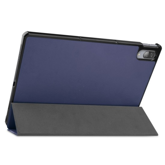 Tri-fold Stand PU Smart Auto Wake/Sleep Leather Case priekš Lenovo Tab P11 Pro TB-J706 - Tumši Zils - sāniski atverams maciņš ar stendu