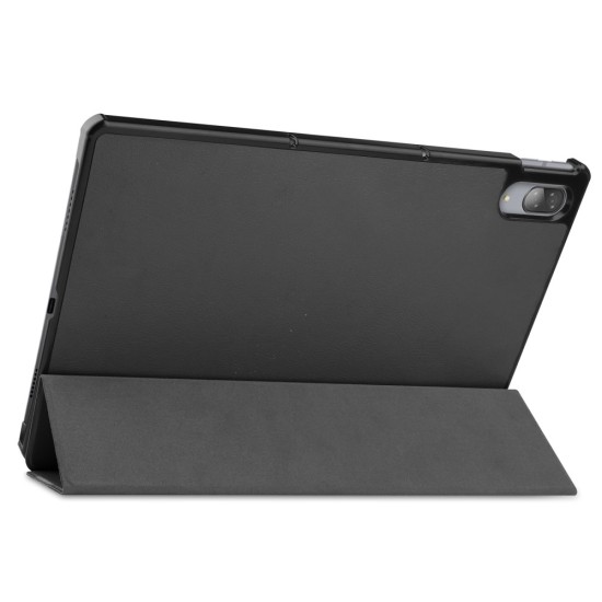 Tri-fold Stand PU Smart Auto Wake/Sleep Leather Case priekš Lenovo Tab P11 Pro TB-J706 - Melns - sāniski atverams maciņš ar stendu
