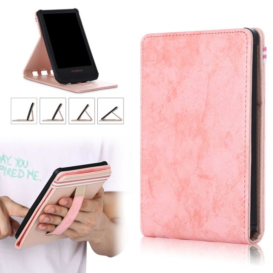 PocketBook Case priekš Basic 4 (606) / Lux 2 (616) / Touch Lux 4 / 5 (627, 628) / Touch HD3 (632) / Color (633) - Rozā - mākslīgās ādas vertikāli atverams maks / maciņš