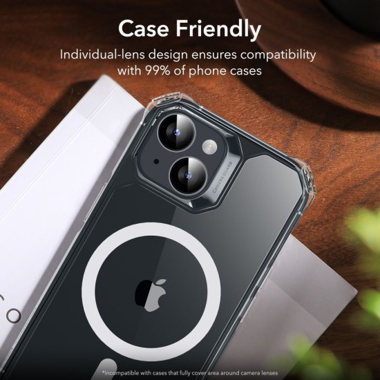 ESR Camera Lens Tempered Glass protector priekš Apple iPhone 15 / 15 Plus - Caurspīdīgs - Aizmugurējās kameras aizsargstikls
