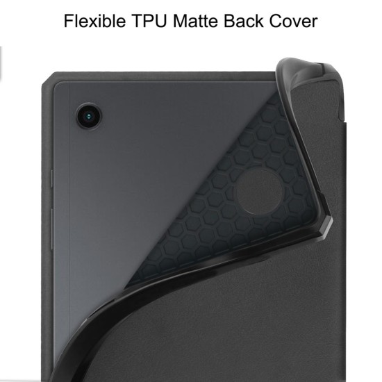 Tri-fold Stand PU Smart Auto Wake/Sleep Leather Case priekš Xiaomi Redmi Pad SE 8.7 - Melns - sāniski atverams maciņš ar stendu