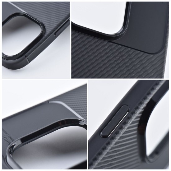 Carbon Premium Back Case priekš Apple iPhone 12 / 12 Pro - Melns - silikona aizmugures apvalks / bampers-vāciņš