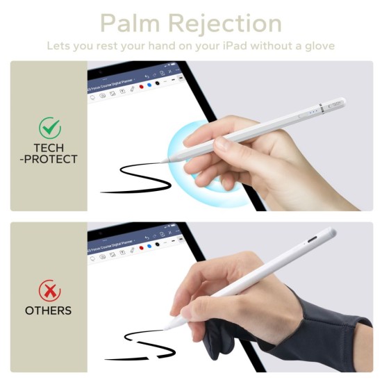 Tech-Protect Digital Magnetic Pen Touch Screen Stylus Drawing - Balts - Universāls vadības kociņš / pildspalva priekš ekrāniem (Apple Pencil)