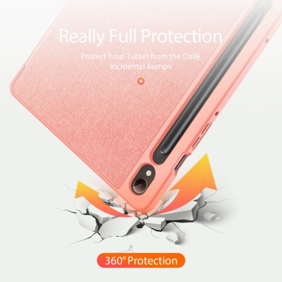 Dux Ducis Domo series priekš Samsung Galaxy Tab A11 Plus X230 / X236 / Tab A9 Plus X210 / X215 / X216 - Rozā Zelts - sāniski atverams maciņš ar magnētu un stendu